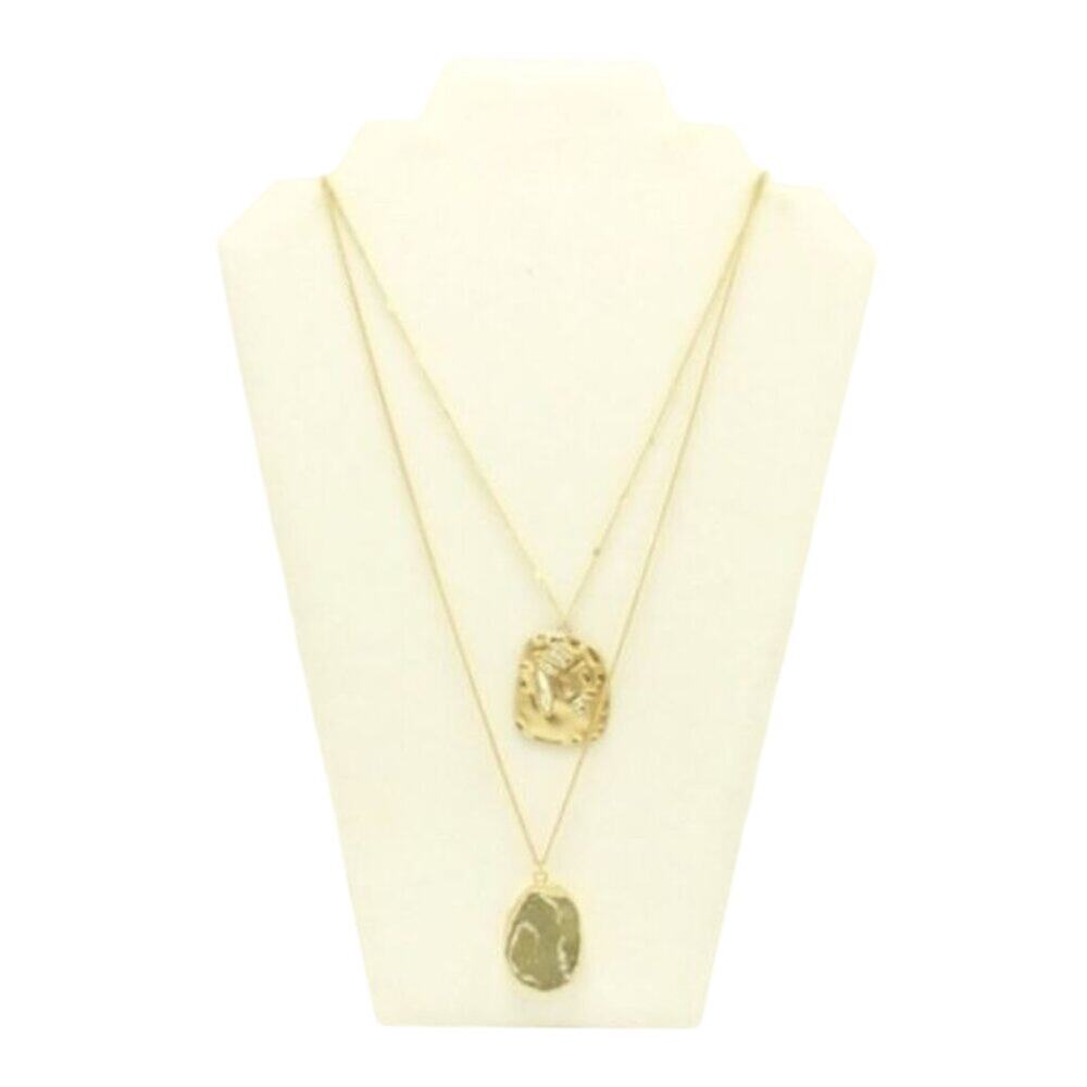 Lane Bryant Double long length Statement Necklace Gold Raw Stone New with Tags C